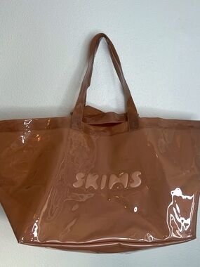 SKIMS Jelly Tote Bag Oversized PVC Nude Tan Logo Shopper Rare Promo
